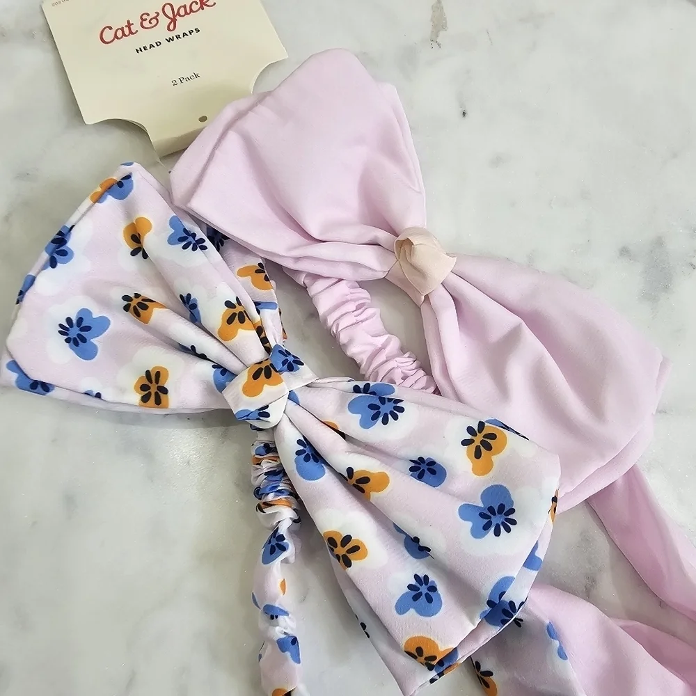 Cat & Jack Girls Head Wraps 2 Pack Floral/Pink